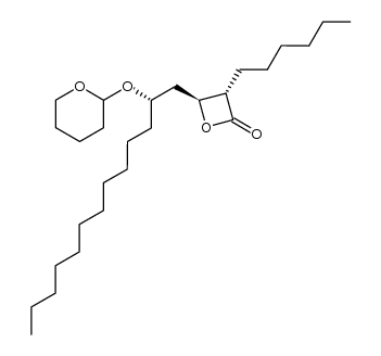(3S,4S)-3-hexyl-4-((2S)-2-((tetrahydro-2H-pyran-2-yl)oxy)tridecyl)oxetan-2-one结构式