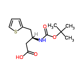 (R)-3-((叔丁氧羰基)氨基)-4-(噻吩-2-基)丁酸结构式
