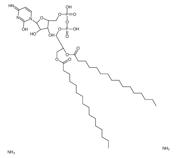 1,2-二棕榈酰基-sn-甘油-3-(胞苷二磷酸)(铵盐)结构式