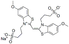 5-甲氧基-2-[[5-甲氧基-3-(3-磺酸丙基)-2(3H)-苯并噻唑亚基]甲基]-3-(3-磺酸丙基)-苯并噻唑内翁钠盐结构式