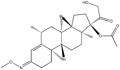 17-Acetoxy-21-hydroxy-3-methoxyimino-6β-methylpregn-4-en-20-one结构式