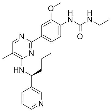 N-乙基-N'-[2-甲氧基-4-[5-甲基-4-[[(1S)-1-(3-吡啶基)丁基]氨基]-2-嘧啶基]苯基]脲结构式