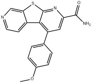 4-(4-甲氧基苯基)噻吩并[2,3-b:5,4-c']二吡啶-2-甲酰胺结构式