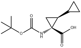 (1R,2S)-1-(叔丁氧基羰基氨基)-2-环丙基环丙烷羧酸结构式