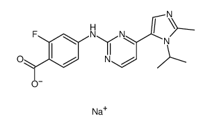 2-fluoro-4-[[4-(2-methyl-3-propan-2-yl-imidazol-4-yl)pyrimidin-2-yl]amino]benzoic acid, sodium salt Structure