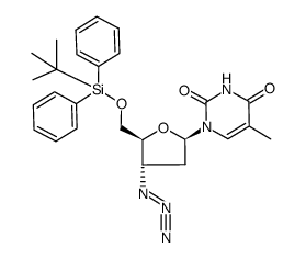 1-((2R,4S,5S)-4-azido-5-(((tert-butyldiphenylsilyl)oxy)methyl)tetrahydrofuran-2-yl)-5-methylpyrimidine-2,4(1H,3H)-dione Structure
