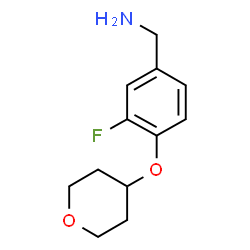 (3-Fluoro-4-((tetrahydro-2H-pyran-4-yl)oxy)phenyl)methanamine Structure