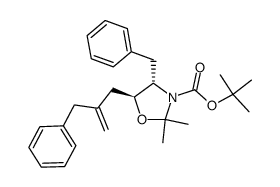 (4S,5S)-4-benzyl-5-(2-benzyl-3-propenyl)-3-(tert-butoxycarbonyl)-2,2-dimethyl-1,3-oxazolidine结构式