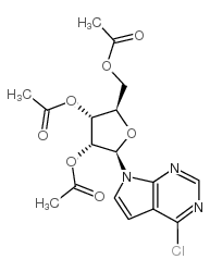 4-氯-7-(2,3,5-三-O-乙酰基-β-D-呋喃核糖基)-7H-吡咯并[2,3-d]嘧啶结构式