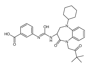 calcium,3-[[(3R)-1-cyclohexyl-5-(3,3-dimethyl-2-oxobutyl)-4-oxo-2,3-dihydro-1,5-benzodiazepin-3-yl]carbamoylamino]benzoate Structure