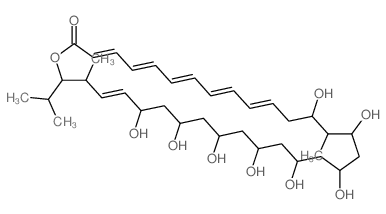 (3E,5E,7E,9E,11E,29E)-14,16,18,20,22,24,26,28-octahydroxy-15,31-dimethyl-32-propan-2-yl-1-oxacyclodotriaconta-3,5,7,9,11,29-hexaen-2-one Structure