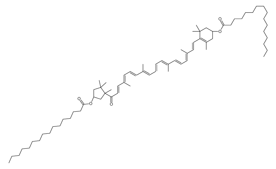 [(1R)-4-[(1E,3E,5E,7E,9E,11E,13E,15E,17E)-19-[(1R,4S)-4-hexadecanoyloxy-1,2,2-trimethylcyclopentyl]-3,7,12,16-tetramethyl-19-oxononadeca-1,3,5,7,9,11,13,15,17-nonaenyl]-3,5,5-trimethylcyclohex-3-en-1-yl] hexadecanoate Structure