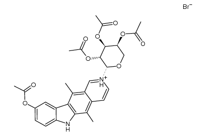 9-acetoxy-2-(2,3,4-tri-O-acetyl-L-arabinosyl)ellipticinium bromide结构式