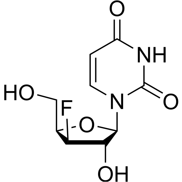 1-(3-Deoxy-3-fluoro-β-D-xylofuranosyl)-2,4(1H,3H)-pyrimidinedione Structure