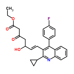 (E)-7-[2-环丙基-4-(4-氟苯基)-3-喹啉基]-5-羟基-3-氧代-6-庚烯酸乙酯结构式