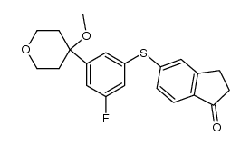 5-[5-fluoro-3-(4-methoxytetrahydropyran-4-yl)phenylthio]indan-1-one Structure