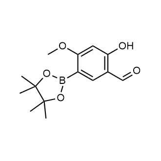 2-羟基-4-甲氧基-5-(4,4,5,5-四甲基-1,3,2-二氧硼杂环戊烷-2-基)苯甲醛结构式