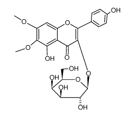 3-(BETA-D-吡喃半乳糖氧基)-5-羟基-2-(4-羟基苯基)-6,7-二甲氧基-4H-1-苯并呋喃-4-酮结构式