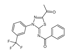 N-[5-acetyl-3-[3-(trifluoromethyl)phenyl]-1,3,4-thiadiazol-2-ylidene]benzamide Structure