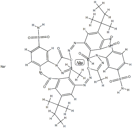 二[3-[4-[[5-(1,1-二甲基丙基)-2-羟基-3-硝基苯基]偶氮]-4,5-二氢-3-甲基-5-氧代-1H-吡唑-1-基]苯-磺酰胺(2-)]合铬酸(1-)钠结构式
