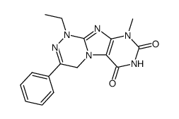 1-ethyl-9-methyl-3-phenyl-1,4-dihydro-[1,2,4]triazino[3,4-f]purine-6,8(7H,9H)-dione结构式