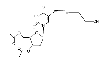 3',5'-Di-O-acetyl-5-(4-hydroxybutynyl)-2'-deoxyuridine结构式