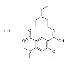 N-[2-(Diethylamino)ethyl]-4-(dimethylamino)-2-methoxy-5-nitrobenzaminde chlorohydrate结构式