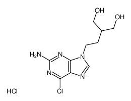 2-amino-6-chloro-9-<4-hydroxy-3-(hydroxymethyl)but-1-yl>purine hydrochloride Structure