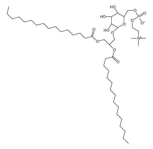 alpha-D-Glucopyranoside, 2,3-bis((1-oxohexadecyl)oxy)propyl, 6-(2-(tri methylammonio)ethyl hydrogenphosphate), inner salt, (S)- Structure