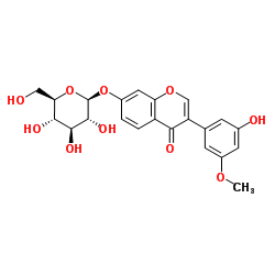 3'-methoxy-5'-hydroxyisoflavone-7-O-β-D-glucoside structure