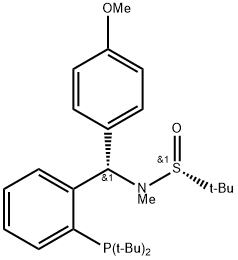 [S(R)]-N-[(S)-(4-Methoxyphenyl)[2-(di-tert-butylphosphino)phenyl]methyl]-N,2-dimethyl-2-propanesulfinamide Structure