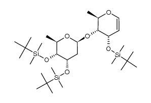 4-O-[3,4-bis-(tert-butyldimethylsilyl)-2,6-dideoxy-β-D-allopyranosyl]-3-(tert-butyldimethylsilyl)-1,5-anhydro-2,6-dideoxy-D-ribo-hex-1-entol结构式