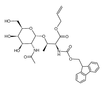 O- [2-乙酰氨基-2-脱氧-Α-D-吡喃半乳糖基] -N-FMOC-L-苏氨酸2-丙烯-1-基酯结构式