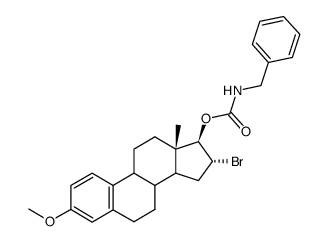 17β-Benzylaminocarbonyloxy-16α-brom-oestra-1,3,5(10)-trien-3-methylether结构式