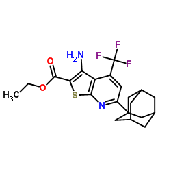 Ethyl 6-(adamantan-1-yl)-3-amino-4-(trifluoromethyl)thieno[2,3-b]pyridine-2-carboxylate Structure