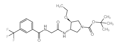 (3S,4s)-叔丁基-3-乙氧基-4-(2-(3-(三氟甲基)苯酰胺)乙酰氨基)吡咯烷-1-羧酸结构式