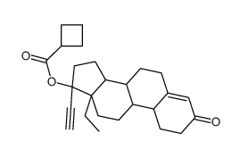 13-ethyl-17alpha-hydroxy-18,19-dinorpregn-4-en-20-yn-3-one cyclobutanecarboxylate Structure