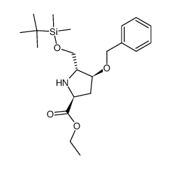 (2S,4S,5R)-ethyl-4-(benzyloxy)-5-(tert-butyl dimethyl silyloxy methyl)pyrrolidine-2-carboxylate Structure