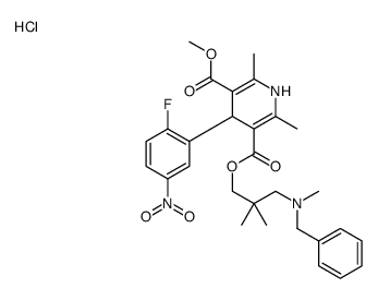 5-O-[3-[benzyl(methyl)amino]-2,2-dimethylpropyl] 3-O-methyl 4-(2-fluoro-5-nitrophenyl)-2,6-dimethyl-1,4-dihydropyridine-3,5-dicarboxylate,hydrochloride结构式