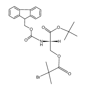 N-(9-fluorenylmethoxycarbonyl)-O-(2-bromoisobutyryl)-L-serine-tert-butyl ester Structure