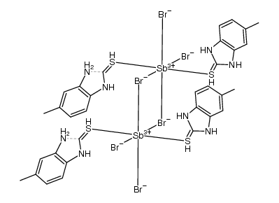 ([SbBr2(μ2-Br)(2-mercapto-5-methylbenzimidazole)2]2) Structure