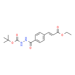 (E)-tert-butyl 2-(4-(3-ethoxy-3-oxoprop-1-en-1-yl)benzoyl)hydrazinecarboxylate structure