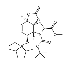 (3aS,5S,6aR,7S,9aR)-6-tert-butyl 5-methyl 2-thioxo-7-((triisopropylsilyl)oxy)-4,5,6a,7-tetrahydro-[1,3]dioxolo[4,5-d]indole-5,6(9aH)-dicarboxylate Structure
