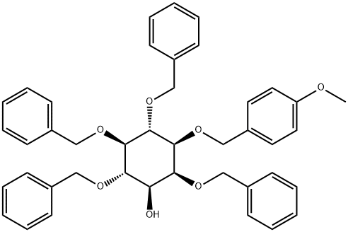 myo-Inositol, 1-O-(4-methoxyphenyl)methyl-2,4,5,6-tetrakis-O-(phenylmethyl)-结构式