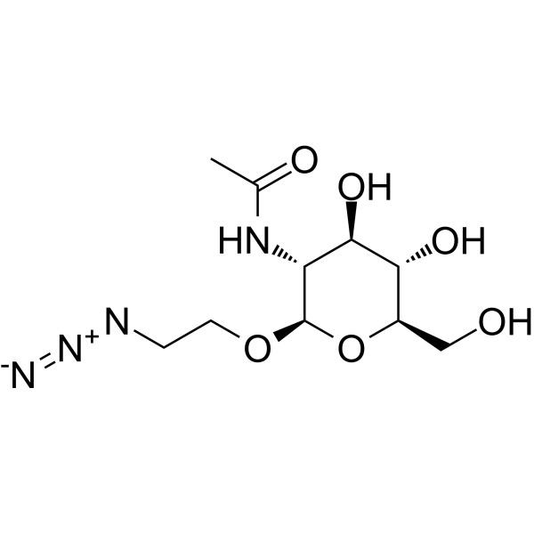 2-叠氮乙基-2-乙酰氨基-2-脱氧-β-D-吡喃葡萄糖苷结构式