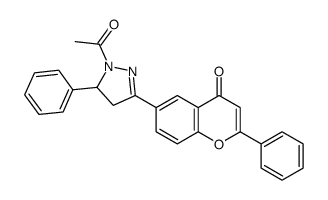 6-(2-acetyl-3-phenyl-3,4-dihydropyrazol-5-yl)-2-phenylchromen-4-one Structure