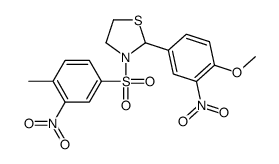 (9CI)-2-(4-甲氧基-3-硝基苯基)-3-[(4-甲基-3-硝基苯基)磺酰基]-噻唑烷结构式