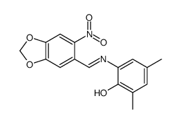 2,4-dimethyl-6-[(6-nitro-1,3-benzodioxol-5-yl)methylideneamino]phenol Structure