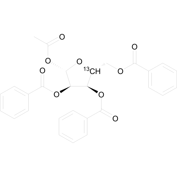 1-O-Acetyl 2,3,5-tri-O-benzoyl-beta-D-ribofuranoside-13C-1 Structure
