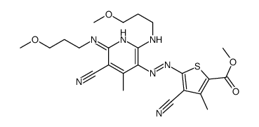 4-氰基-5-[[5-氰基-2,6-二[(3-甲氧基丙基)氨基]-4-甲基-3-吡啶基]偶氮]-3-甲基-2-噻吩羧酸甲酯结构式
